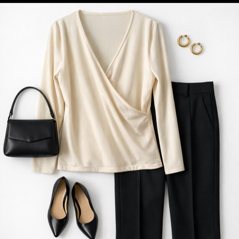 J. Crew Cream Velvet Wrap Style Top